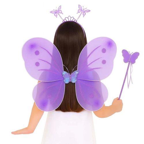 Lila Renk Kelebek Kanadı Tacı ve Sopası 50x37 cm Çocuk Gelişimine Uygun Tasarım