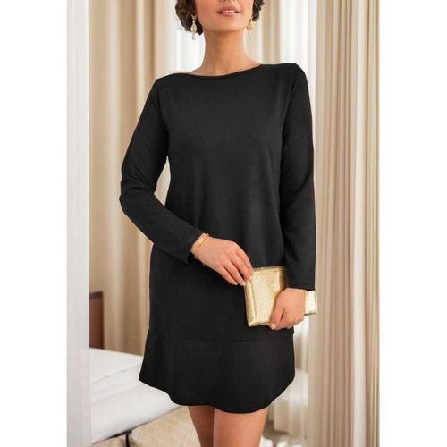 Kadın Uzun Kollu Bisiklet Yaka Cep Detay Etek Ucu Volanlı Iki Iplik Elbise