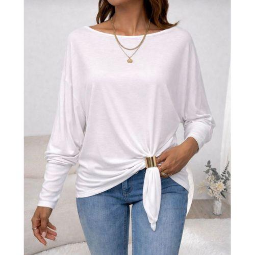 Kadın Uzun Kollu Kayık Yaka Manşet Ve Toka Detay Bluz