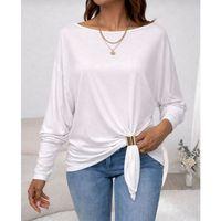 Kadın Uzun Kollu Kayık Yaka Manşet Ve Toka Detay Bluz