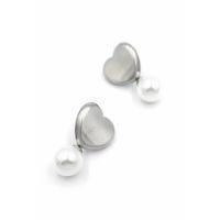 İnci Kalp Küpe - Gümüş