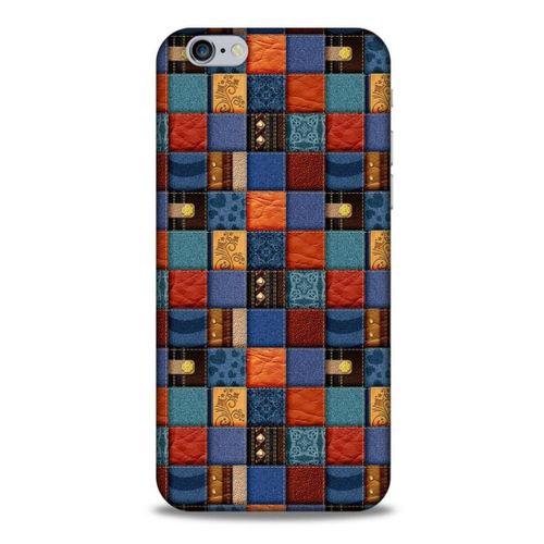 Apple Iphone 6 Kılıf Patchwork (16) Kalın Kılıf Turuncu Mavi