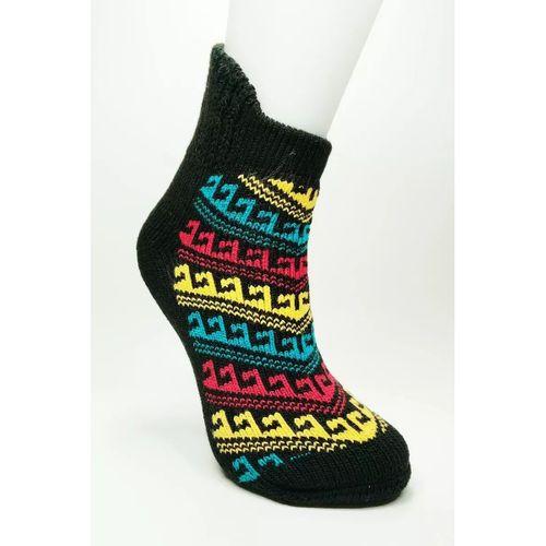 Kalın Kışlık Kadın Soket Çorap Yünlü Havlu Ev Giyim Patik Desen 1 Siyah