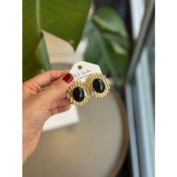 Taşlı Küpe - Siyah