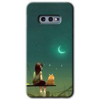 MRCİLETİSİM MRCİLETİSİM Samsung Galaxy S10e Kılıf HD Desen Baskılı Arka Kapak + Temperli Cam - Kedili Kız