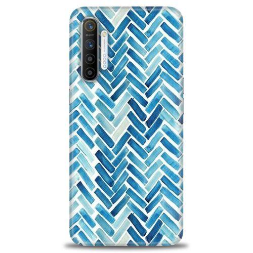 Realme XT Kılıf HD Baskılı Kılıf - Mavi Çizgiler + Tam Ekran Koruyucu