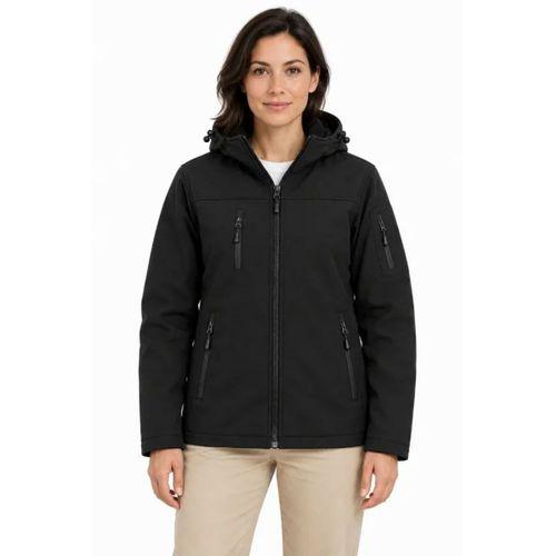 Su Geçirmez Softshell İçi Polar Astarlı Çıkarılabilir Kapüşonlu 4 Cepli Mont Ceket - Siyah