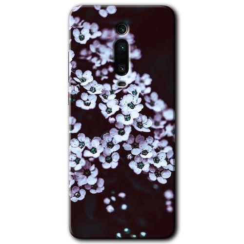 Xiaomi Mi 9T Kılıf HD Desen Baskılı Arka Kapak - Beyaz Çiçek + Kırılmaz Cam