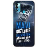 MRCİLETİSİM Tecno Spark 7T Kılıf HD Desen Baskılı Arka Kapak+Temperli Cam - Bozkurt Atatürk