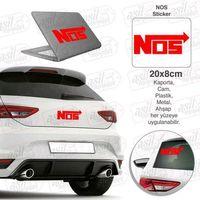 Nos Logo Kırmızı Sticker, Araba, Oto, Etiket, Tuning, Aksesuar, Modifiye, Arma,