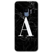 Potkal Hediye Fabrikası Samsung Galaxy S9 HD Baskılı Kılıf + 9D Tam Ekran Koruyucu - Siyah Mermer Desenli A Harfi