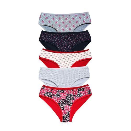Pamuklu Geniş Kenarlı Likralı Desenli Bato Kadın Külot 5'li Paket Set 1