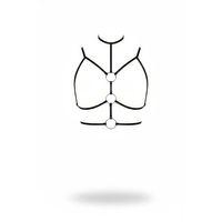 Siyah Göğüs Harness Suni Deri Halka Detaylı Boyunluklu - Brf184