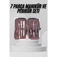 7 Parça Paslanmaz Çelik Manikür Ve Pedikür Seti Çantalı Profesyonel