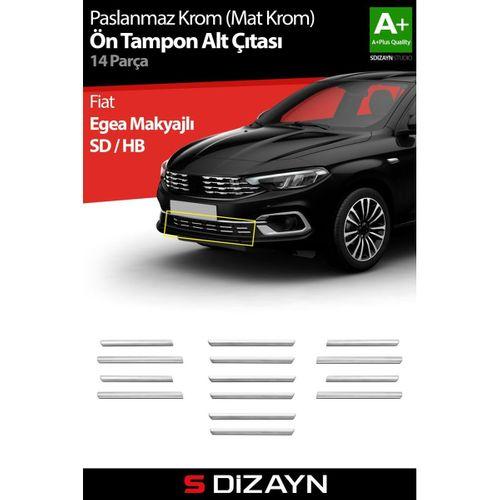 S-Dizayn Fiat Egea Krom Ön Tampon Alt Çıtası Diamond Model 14 Prç. 2020 Üzeri (Mat Krom) A+ Kalite