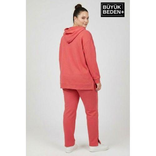 Büyük Beden Kapşonlu NY Newyork Baskılı Tunik ince Sweatshırt  SPR26BTK991-1