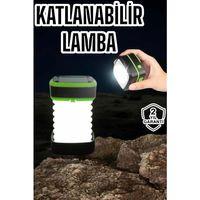 Katlanabilir Kamp Lambası Solar Fener Görünümlü 3 Kademeli Şarjlı
