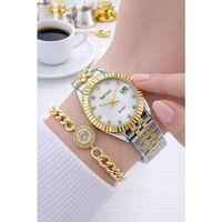 Ferrucci Çelik Kordon 2 Yıl Garantili 3 Atm Suya Dayanıklı Kadın Kol Saati+Bileklik F.EM03591.1