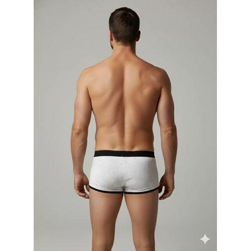 Erkek Beyaz Biyeli File Boxer