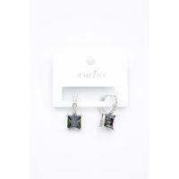 Kare Taşlı Küpe - Gümüş