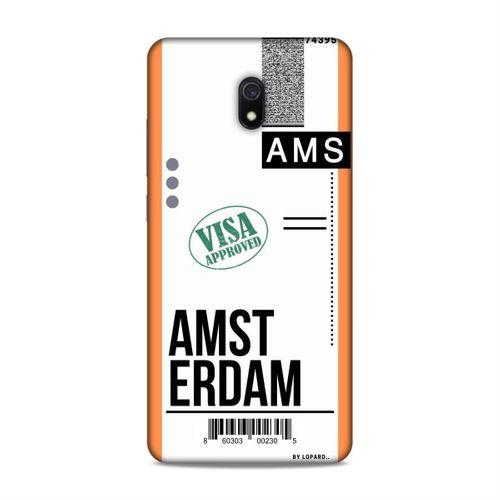 Xiaomi Redmi 8A Kılıf Uçak Bileti Amsterdam Arka Kapak Koruma Desenli Full Koruyucu