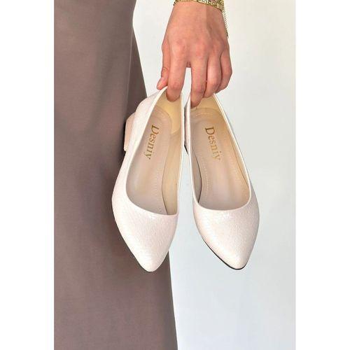 Nitya Bej Baskılı Rugan Topuklu Ayakkabı