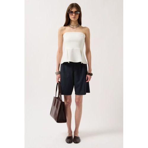 Pileli Straplez Bluz