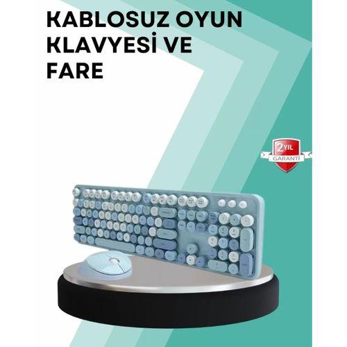 Kablosuz Klavye Ve Mouse Seti – Sessiz Tuş, Retro Tasarım