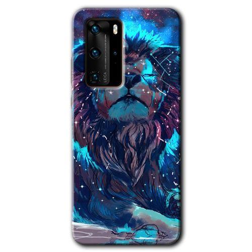 Huawei P40 Pro Kılıf HD Desen Baskılı Arka Kapak - Neon Aslan