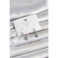 Minimal Nazarlı Model Gümüş Renk Zirkon Taşlı Kadın Küpe