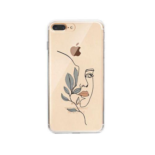 iPhone 7 Plus Line Art Women Desenli Premium Şeffaf Silikon Kılıf