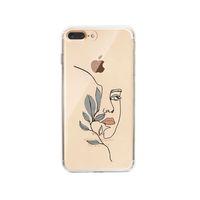 iPhone 7 Plus Line Art Women Desenli Premium Şeffaf Silikon Kılıf