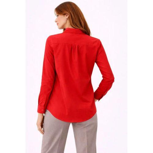 Uzun Kollu Gömlek Düğmeli Klasik Yaka Günlük Ve Ofis Şıklığına Uygun - Kırmızı