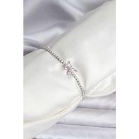 Kelebek Model Zirkon Taşlı Gümüş Renk Pirinç Su Yolu Kadın Bileklik