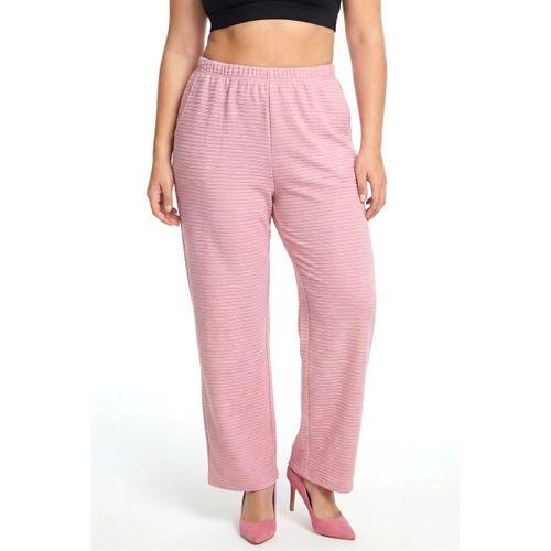 Kadın Pudra Pembe Dokulu Büyük Beden Cepli Pijama Altı