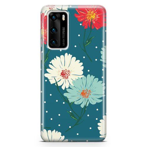 Huawei P40 Kılıf Karlı Çiçekler Arka Kapak Koruma Desenli Full Koruyucu