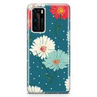 Huawei P40 Kılıf Karlı Çiçekler Arka Kapak Koruma Desenli Full Koruyucu
