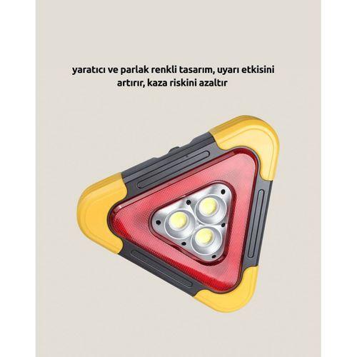 Solar Şarjlı Üçgen Led Park Ve İkaz Lambası