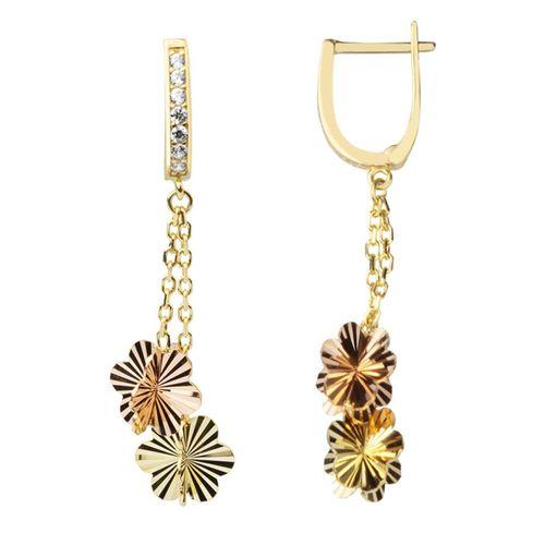 Sallantılı 14 Ayar Altın Yonca Küpe HSM10081