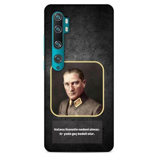 Xiaomi Mi Note 10 Pro Kılıf Atatürk (3) Kapak Antrasit