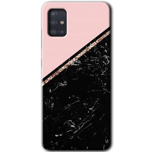 Galaxy A51 Kılıf HD Desen Baskılı Arka Kapak - Yarım Mermer + Kırılmaz Cam