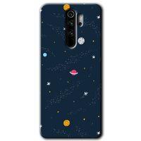 MRCİLETİSİM Xiaomi Redmi Note 8 Pro Kılıf Kapak - Çizim Gezegen +Hayalet Ekran Yandan Gözükmez