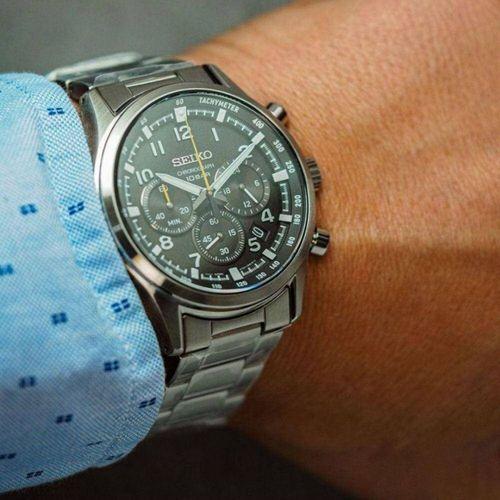 Seiko SSB447P Quartz Çelik Gri Siyah Kadran 43 mm Erkek Kol Saati