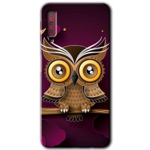 Potkal Hediye Fabrikası Samsung Galaxy A7 2018 Kılıf HD Desen Baskılı Arka Kapak - Owl Bird Branch