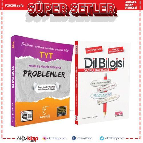 Karekök TYT Problemler Modüler Piramit Sistemiyle ve AKM Dil Bilgisi Soru Bankası Seti 2 Kitap