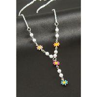 Papatya Mineli İnci Y Kolye