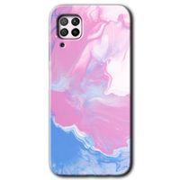Huawei P40 Lite Kılıf HD Desen Baskılı Arka Kapak + Temperli Cam - Liquid Lekeler Art