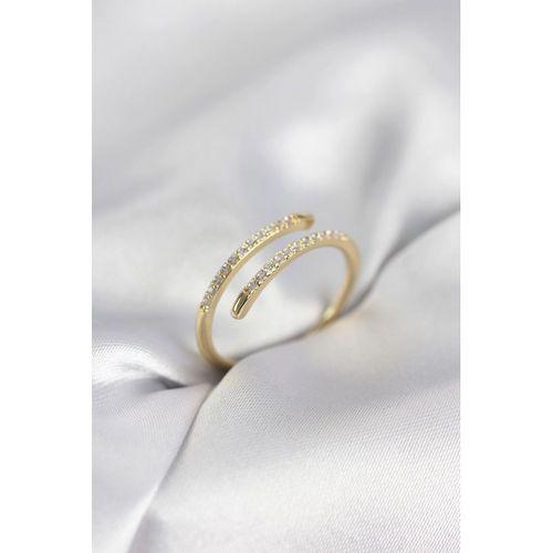 Gold Renk Yılan Kuyruk Model Zirkon Taşlı Kadın Yüzük