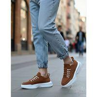 BA0332 Merdiven Desen Bağcıklı Erkek Yüksek Taban Taba Süet Beyaz Taban Spor Ayakkabı