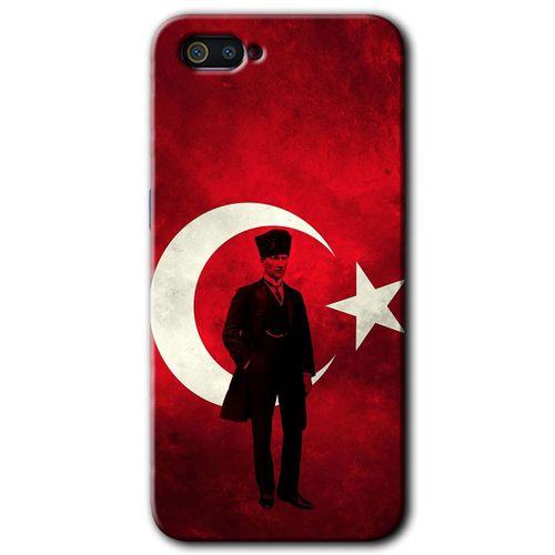 Potkal Hediye Fabrikası Realme C2 Kılıf HD Desen Baskılı Arka Kapak - Atatürk Bayrak